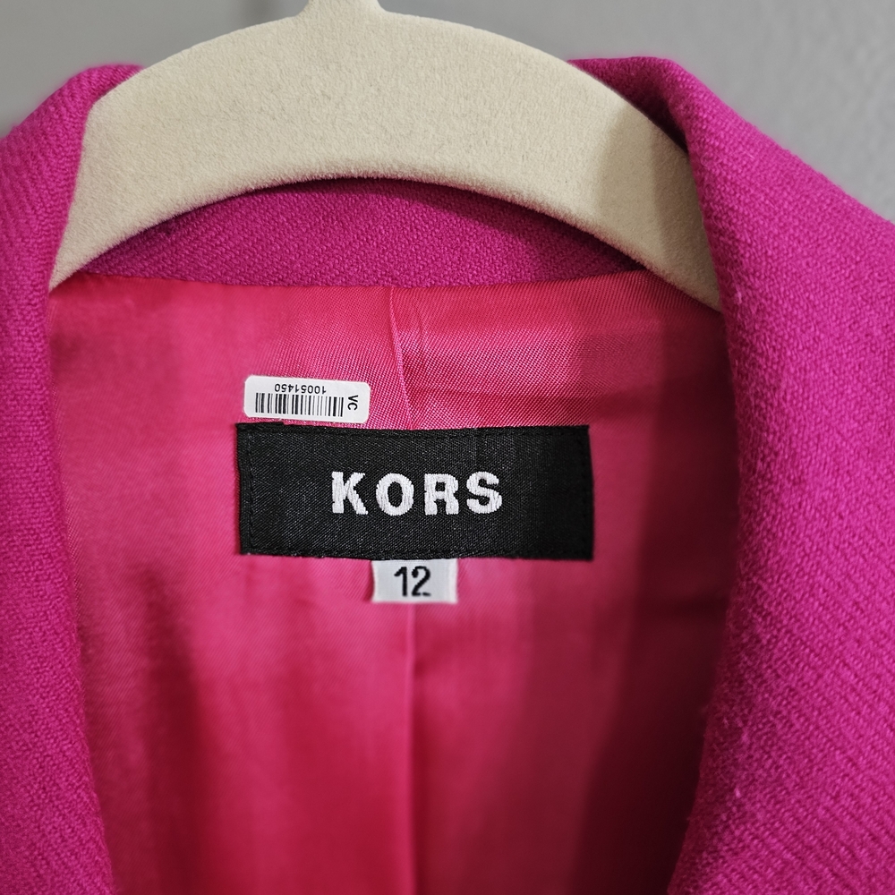 Kors Pink Double-Breasted Wool Blazer - Picture 2 of 5